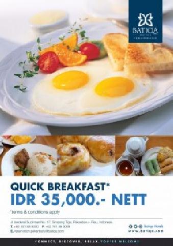 Nikmati Quick Breakfast Lezat, Rasakan Juga Sensasi Affogato Batiqa Hotel Pekanbaru