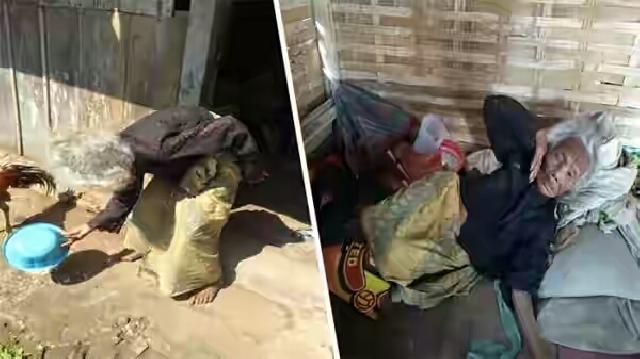 Nenek Tua ini Ditinggalkan Anaknya Kini Tinggal Digubuk Reot Cuma Ditemani Ayam.