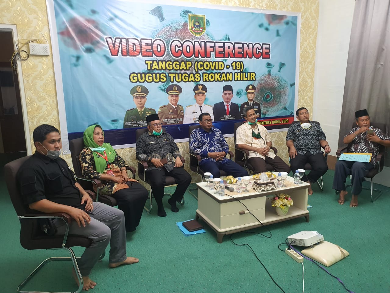 Implementasi PSBB, Pemkab Rokan Hilir Rakor Via Video Conference