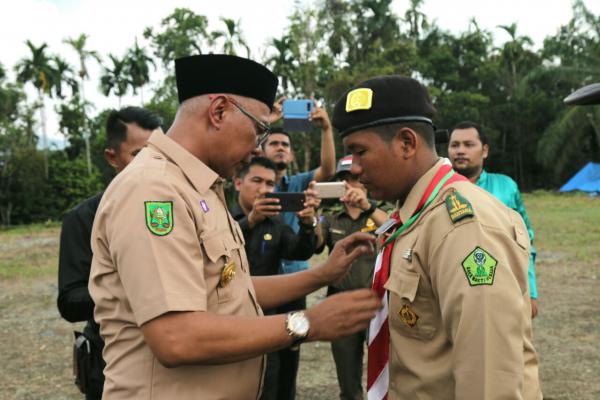 Pj Bupati Inhil Buka Kegiatan Perjusami Kwaran Kemuning Gerakan Pramuka Inhil