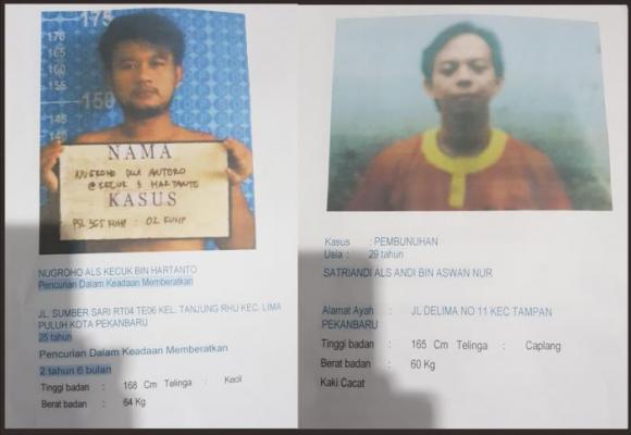Dua Napi Pekanbaru Kabur, Ini Yang Dilakuannya