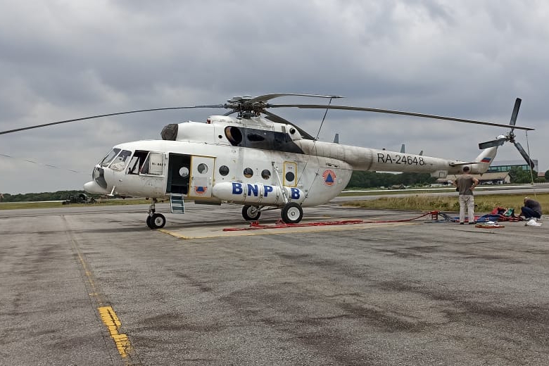Helikopter MI-8 Bantuan BNPB Sudah Tiba di Riau