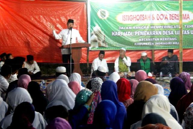 Hari Jadi Desa Lintas Utara, Bupati Inhil Ikut Istiqosah Dan Doa Bersama
