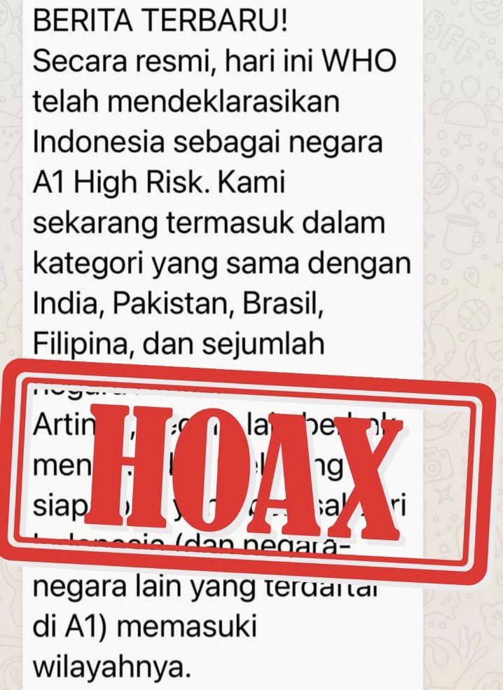 Beredar Indonesia Masuk Kategori A1 High Risk dari WHO, Ini Tanggapan Kemenkes