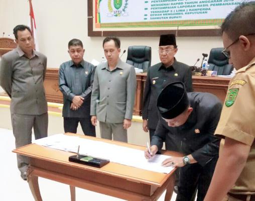 Ranperda APBD Kabupaten Inhil 2018 Telah Disahkan